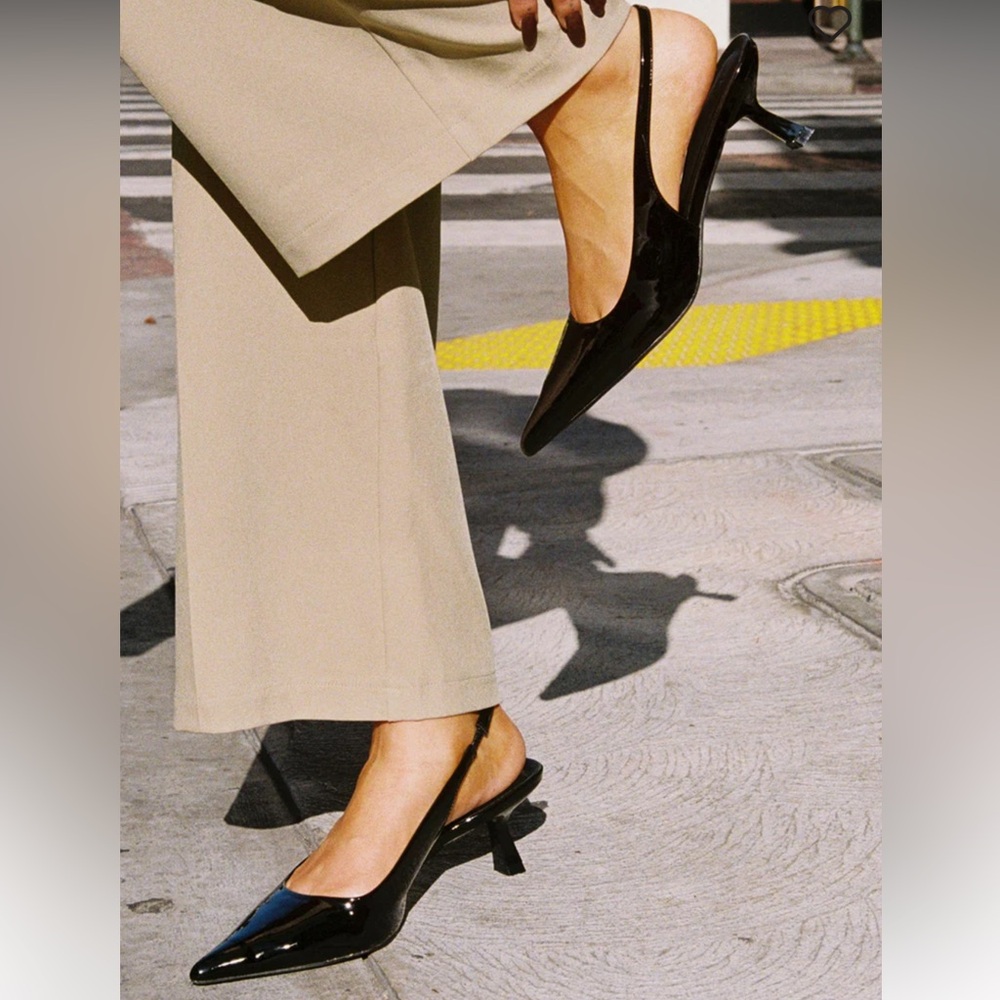 NEW Bellini Ayla Black Patent Leather Slingback Pointed toe heels women size 7